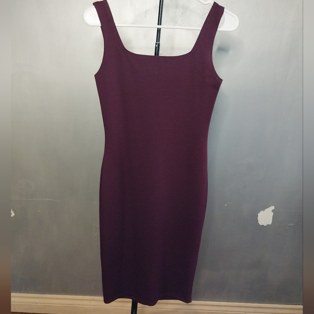 Maroon  dress.